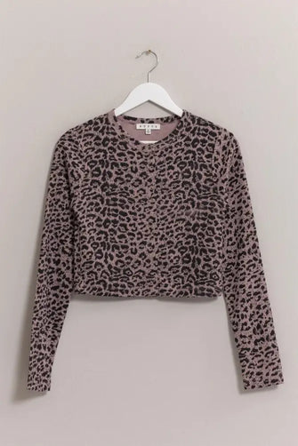 HYFVE Animal Print Snap Down Crop Cardigan Dusty Lavender Woman Outerwear