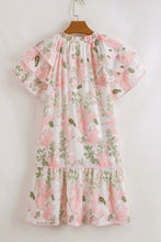 Floral Contrast Edge Layered Short Sleeve Mini Dress Casual Dresses