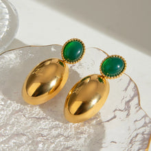 18K Gold-Plated Inlaid Agate Drop Earrings