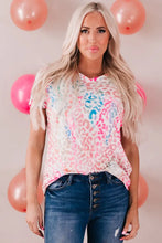 Leopard V-Neck Short Sleeve Tee Shirt Leopard Woman T Shirts