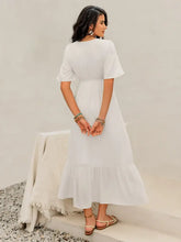 Ruffled Hem V-Neck Flutter Sleeve Dress Casual Dresses