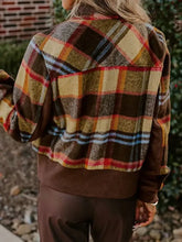 Pocketed Plaid Long Sleeve Jacket Casual Dresses