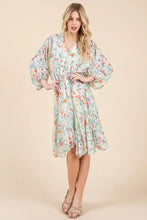 Lime 'N' Chili Floral Cinched Waist Balloon Sleeve V-Neck Dress Casual Dresses