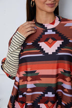 Geometric Striped Splicing Round Neck Blouse Woman Blouses