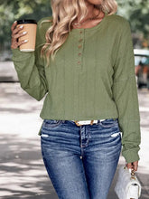 Perfee Half-Button Round Neck T-Shirt Woman T Shirts