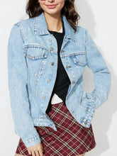 Button Up Long Sleeve Denim Shacket Light