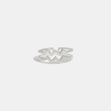 Wave Shape Inlaid Zircon Open Ring Silver