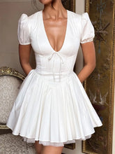V-Neck Short Sleeve Mini Dress White
