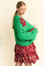 Davi & Dani Floral Applique Open Front Drop Shoulder Cardigan Woman Outerwear
