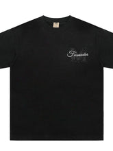 Men's Round Neck Embroidered Letter T-Shirt Black