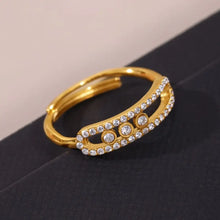 Moving Crystal Bar Necklace and Ring Jewelry Set Fashion Jewelry