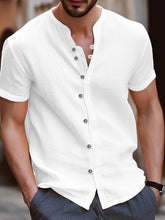 Men's Full Size Button Up Short Sleeve Shirt Plus Size White Mens Tops