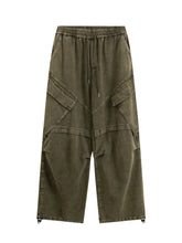 Men's Wide Leg Pants with Drawstring Waist Army Green