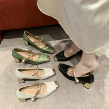 Square Toe Block Heels Pumps woman pumps