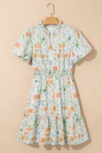 Frill Notched Puff Sleeve Dress Casual Dresses