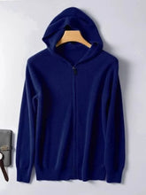 Men's Plus Size Zip-Up Hooded Knit Cardigan Navy