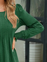 Smocked Round Neck Lantern Sleeve Blouse Woman Blouses