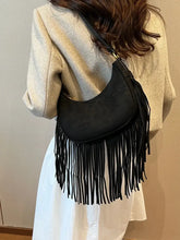 Fringe Solid Color Shoulder Bag Black One Size Shoulder Bags