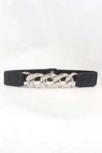 Chain Detail Elastic Belt Black Silver One Size Belts
