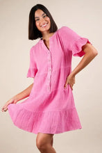 VERY J Plus Size Mineral Washed Woven Mini Dress Pink Casual Dresses