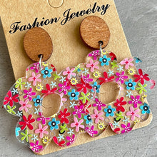Flower Shape Acrylic Dangle Earrings Style D One Size