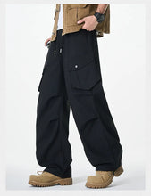 Men's Plus Size Loose Fit Cargo Combat Pants Black