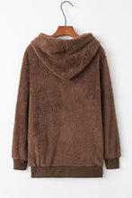 Full Size Quarter-Zip Drawstring Teddy Hoodie Woman Sweatshirts