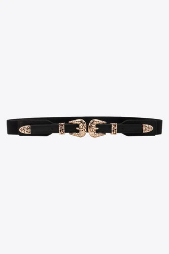 Double Buckle Elastic Belt Black One Size Belts