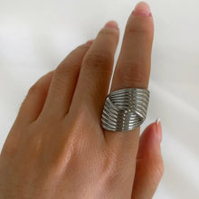 2-Piece Stainless Steel Textured Wave Ring