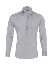 Men's Full Size Classic Button-Down Long Sleeve Business Shirt Plus Size Gray Mens Tops