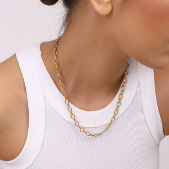 Two-Tone Chain Link Jewelry Set Gold One Size