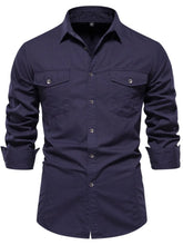 Men's Button Down Collared Neck Shirt Indigo