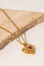 Heart Pendant Stainless Steel Necklace Red One Size Necklaces