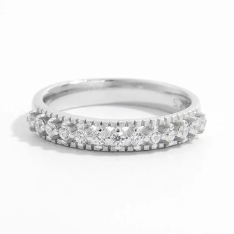 925 Sterling Silver Inlaid Zircon Ring Silver