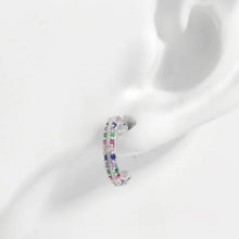 925 Sterling Silver Contrast Zircon Earrings Silver One Size