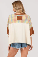 SAGE + FIG Full Size Round Neck Plaid Star Patch T-Shirt Plus Size