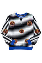 Pumpkin Striped Round Neck Long Sleeve Sweatshirt Woman Sweatshirts