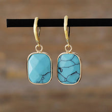 Copper Natural Stone Dangle Earrings Sky Blue One Size