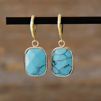 Copper Natural Stone Dangle Earrings Sky Blue One Size