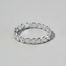 925 Sterling Silver Heart Link Ring Silver
