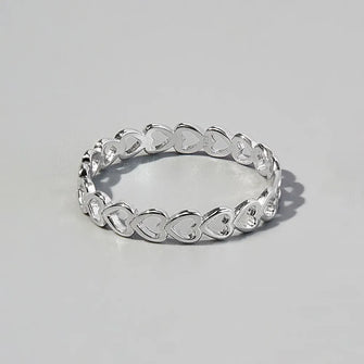 925 Sterling Silver Heart Link Ring Silver