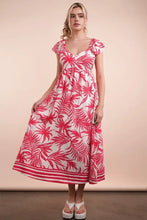 VERY J Tropical Printed Midi Summer Boho Dress Tomato Mix Casual Dresses