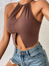 Perfee Crisscross Tie Back Slit Sleeveless Top Tanks & Camis