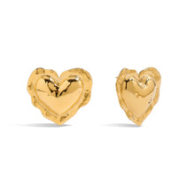 18K Gold-Plated Heart Shaped Stud Earrings