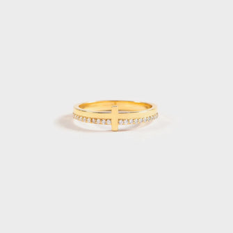 Zircon 925 Sterling Silver Cross Ring Gold