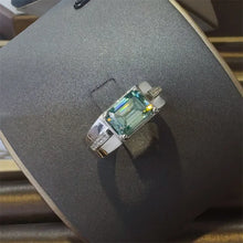 3 Carat 925 Sterling Silver Moissanite Rectangle Shape Ring Rings