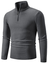 Men's Plus Size Quarter Zip Long Sleeve Knit Top Dark Gray