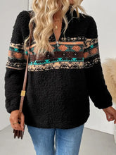 Quarter Zip Geometric Long Sleeve Sweatshirt Woman Sweatshirts