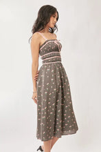 Davi & Dani Contrast Velvet Tape Smocking Bodice Midi Dress Woman Casual Dress