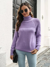 Turtleneck Raglan Sleeve Sweater Lavender Sweater Pullovers